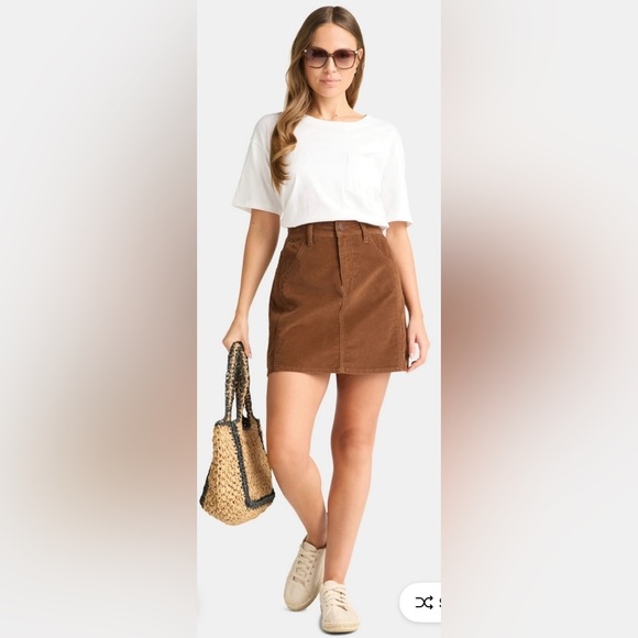 Time and Tru Women's Corduroy Mini Skirt- Warm Coffee - Picture 3 of 7